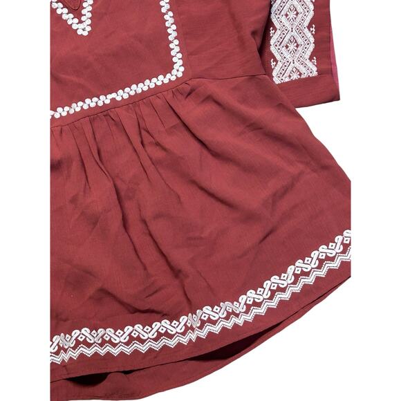 Skies Are Blue Medium‎ Boho Top Embroidered Festival Maroon Empire | Stitch Fix - Picture 6 of 9